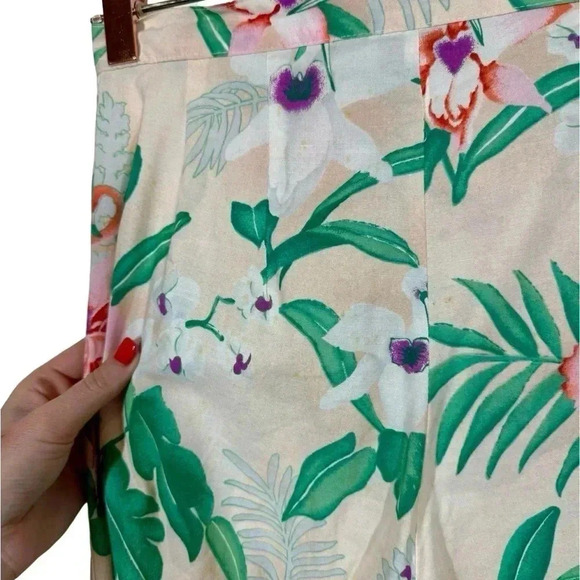 Vintage Liberty House of Hawaii Hawaiian Floral Wide Leg Pleated Cotton Pants - Picture 8 of 9